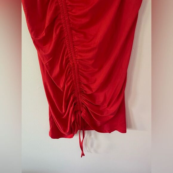 Woman’s Stretch rushing Bodycon cut out back Dress new with out tags size XL RED - Picture 3 of 8
